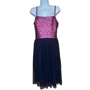 Dress the Population Sequin Tiered Point D'Esprit Dress NWT Size Small